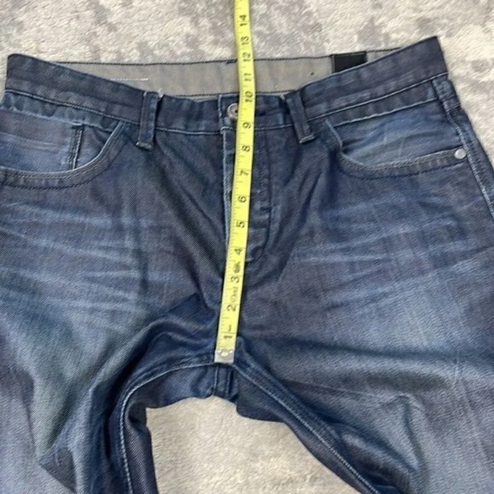 Jack & Jones Mens Straight Leg Jeans Dark Blue Button Fly Relaxed